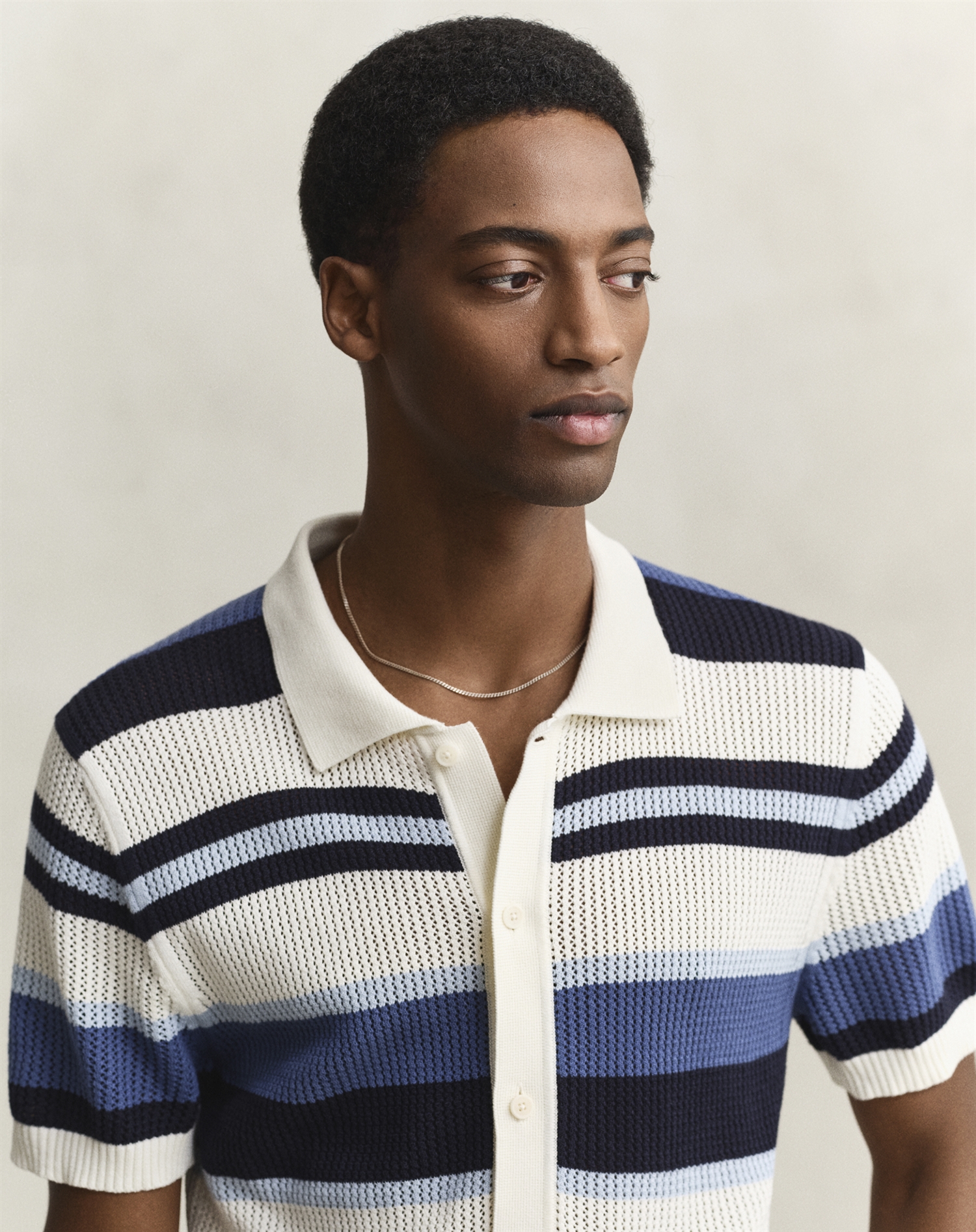 Gant - Striped Text Polo - Vintage Blue